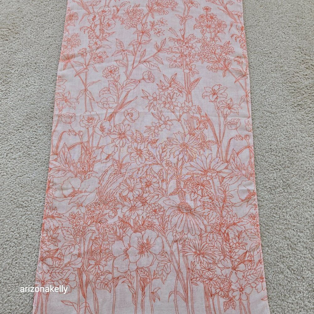 Vintage Echo Oblong Scarf Floral Outline 70's Vibes - Picture 5 of 10